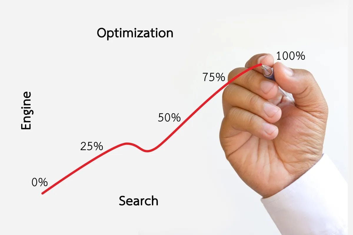 Hand drawing SEO optimization graph upward